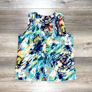 Kylee Tank Blouse Size Large | Watercolor Tank Blouse Size Large